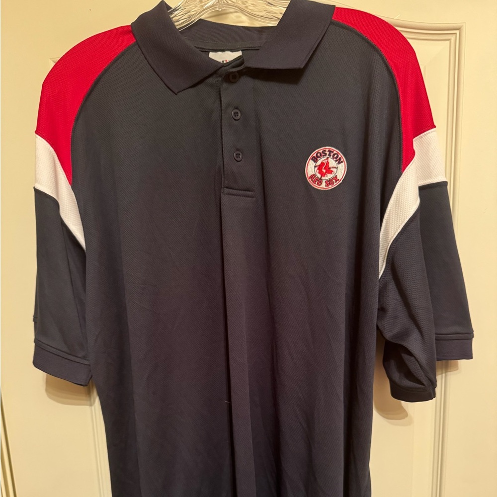 Vintage Boston Red Sox MLB Genuine Merch True Fan Blue Polo Shirt Top Size Large